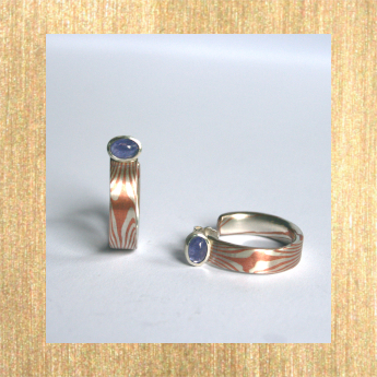 Bild Mokume Gane Creolen mit Tansanit